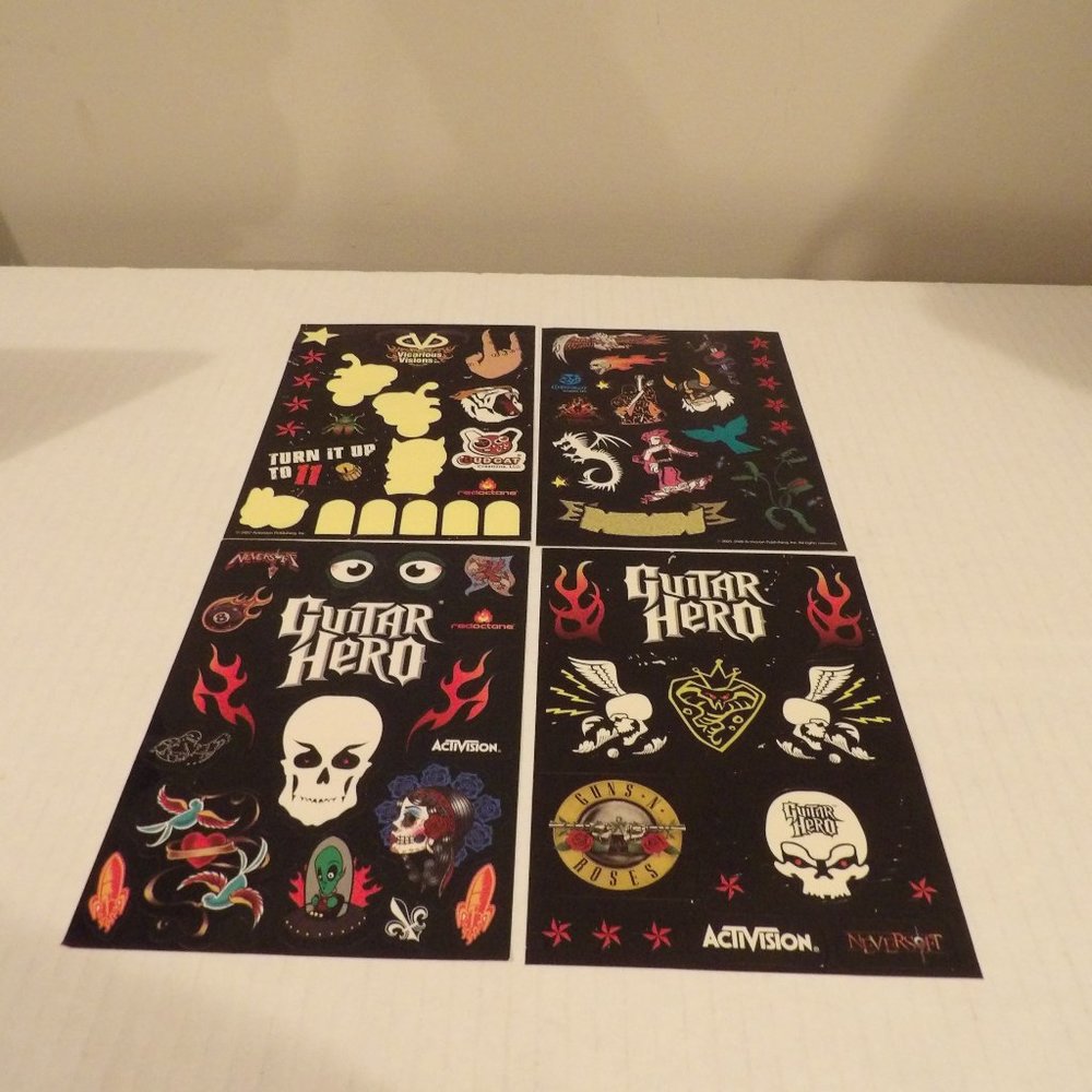 +Lot of 4 Guitar Hero Activision Sticker Sheets (Alice)